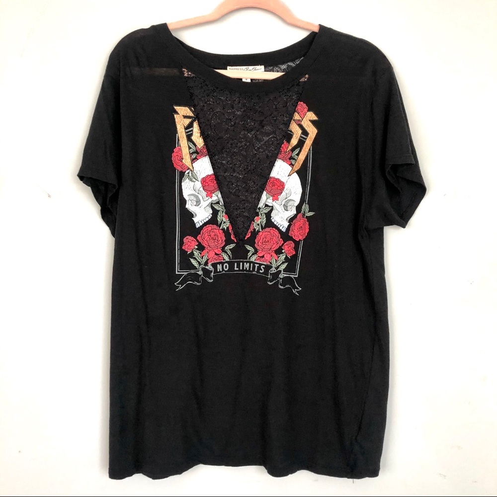 Graphic Tee with Lace detail